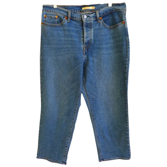 36x26 Levi's Wedgie Straight Jeans Button Fly Medium Wash High Waist 16W Short - Picture 9 of 9